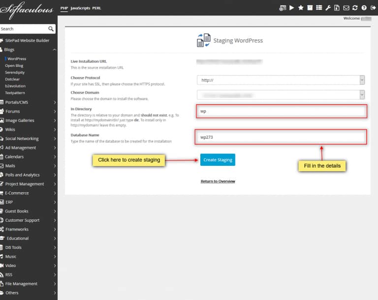 one click Staging Site for WordPress